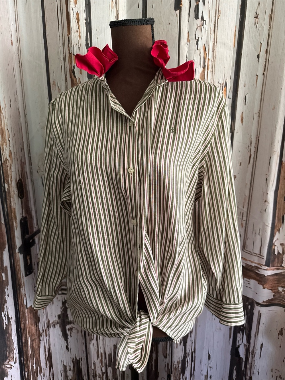 Reworked upcycled ruffle Lauren Ralph Lauren xl button up shirt see details
